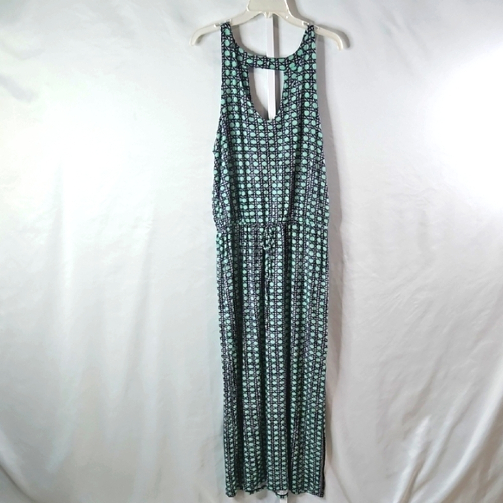 Banana Republic Black and Green Geometric Maxi Dress Size XL
